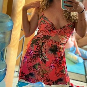 Orange tropical maxi dress